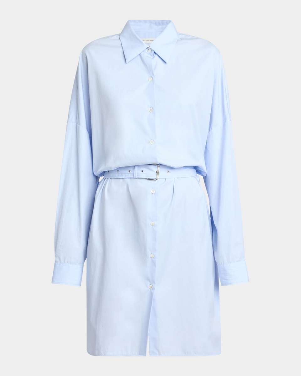 Dindi Belted Long-Sleeve Shirtdress